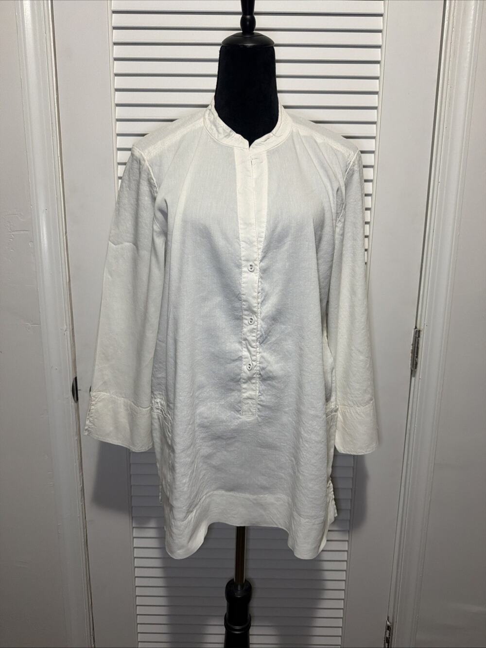Eileen Fisher White Tunic Style Top - Linen Blend - Size Large
